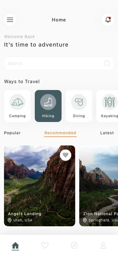 Hiking Mobile App UI Kit - Screenshot 1