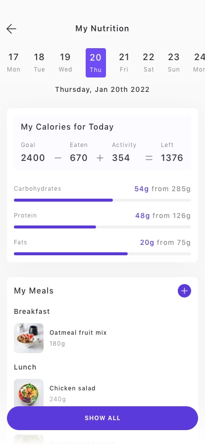 Calorie Tracker App UI Kit - Screenshot 4