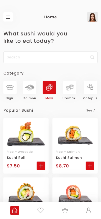 Sushi Delivery Mobile App UI Kit - Screenshot 1