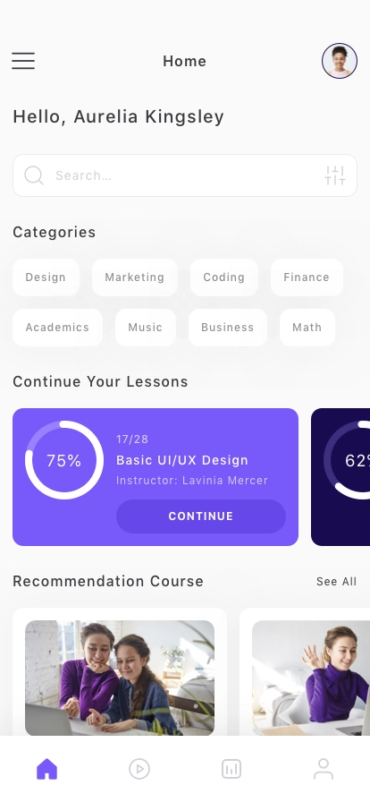 Online Course Mobile App UI Kit - Screenshot 1