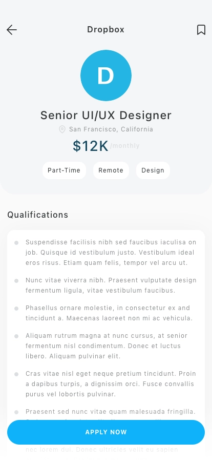 Job Finder Mobile App UI Kit - Screenshot 5
