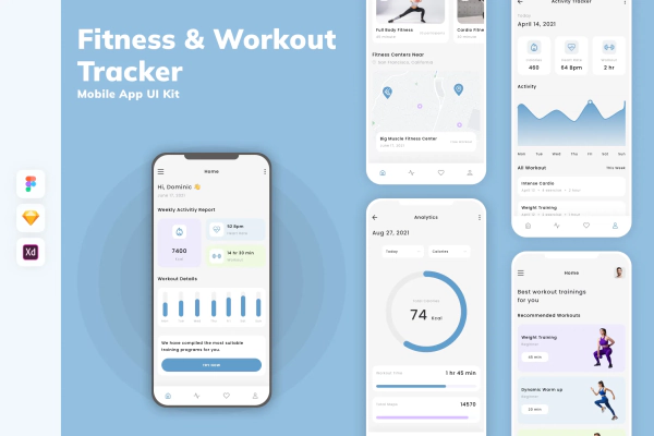 Fitness & Workout Tracker Mobile App UI Kit