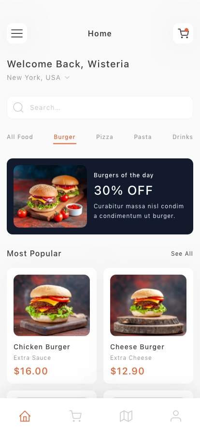 Food & Burger Mobile App UI Kit - Screenshot 1