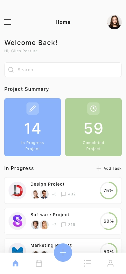 Productivity Planner Mobile App UI Kit - Screenshot 1