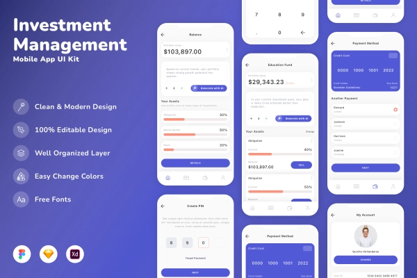 Investment Management Mobile App UI Kit