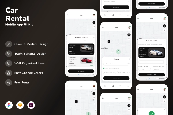Car Rental Mobile App UI Kit