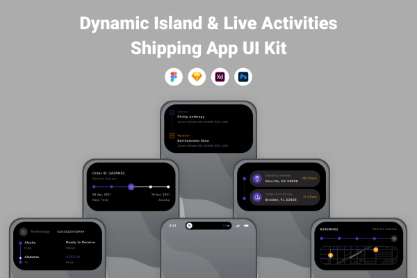 Dynamic Island & Live Activities Shipping App UI Kit