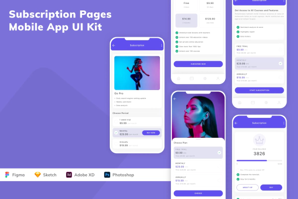 Subscription Pages Mobile App UI Kit