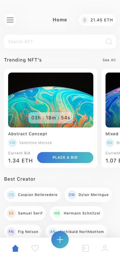 NFT Bidding Mobile App UI Kit - Screenshot 1