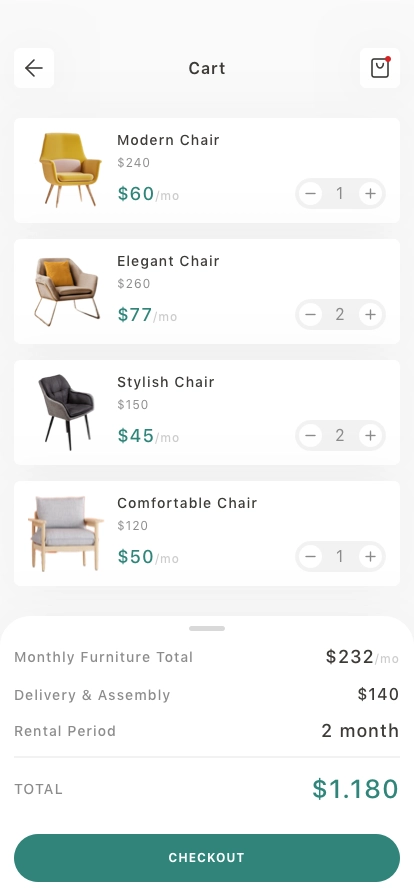 Chair Shop eCommerce App UI Kit - Screenshot 3