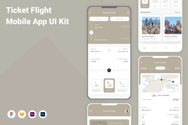 Ticket Flight Mobile App UI Kit