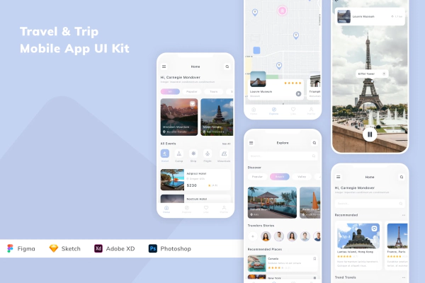 Travel & Trip Mobile App UI Kit