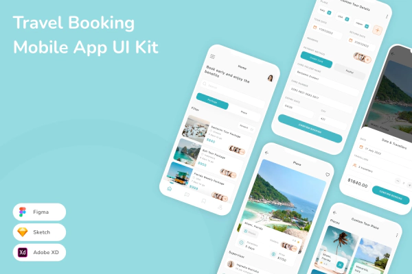 Travel Booking Mobile App UI Kit
