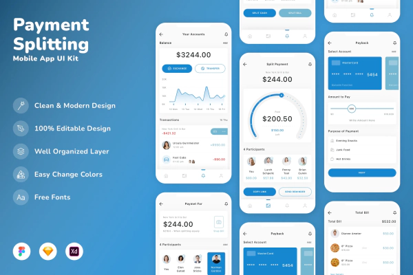 Payment Splitting Mobile App UI Kit
