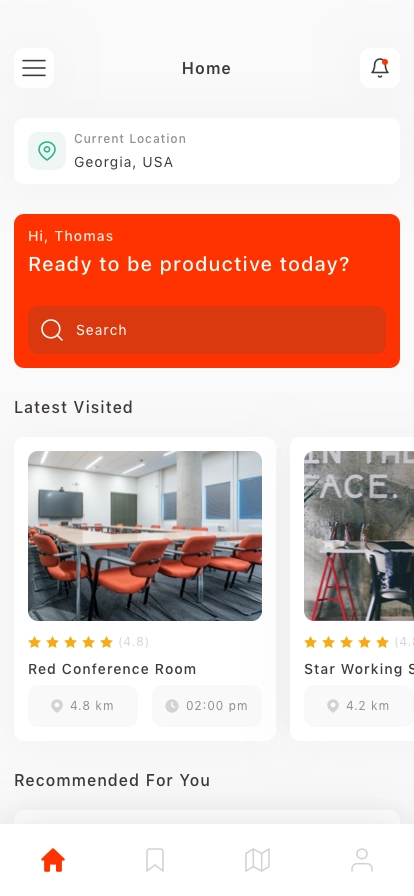 Working Space Finder Mobile App UI Kit - Screenshot 1