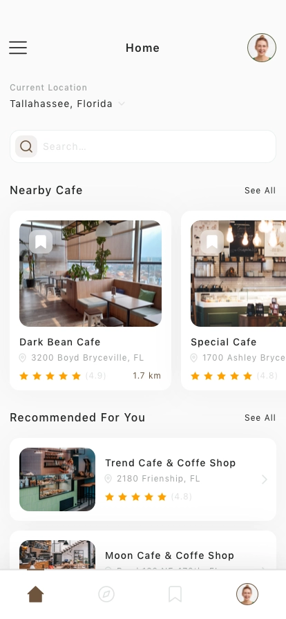 Finder Cafe Mobile App UI Kit - Screenshot 1