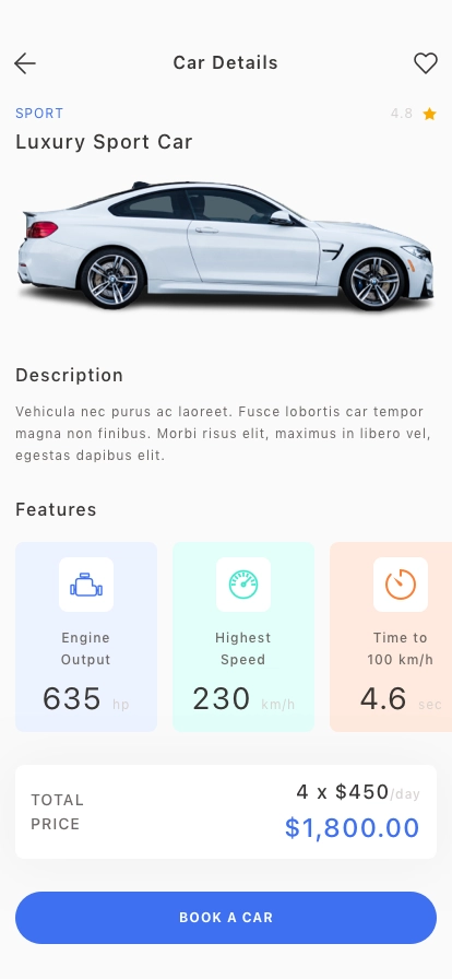 Car Rental Mobile App UI Kit - Screenshot 5