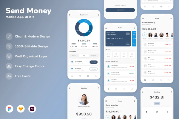 Send Money Mobile App UI Kit