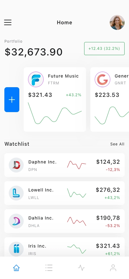 Stock Market Trading Mobile App UI Kit - Screenshot 1