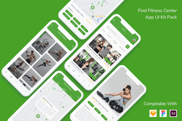 Find Fitness Center App UI Kit Pack