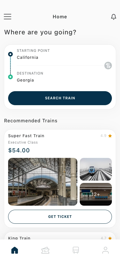 Train Booking Mobile App UI Kit - Screenshot 1