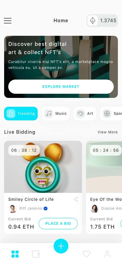 NFT Marketplace Mobile App UI Kit - Screenshot 1