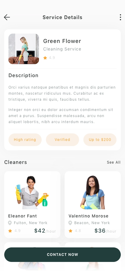 Cleaning Service Mobile App UI Kit - Screenshot 2