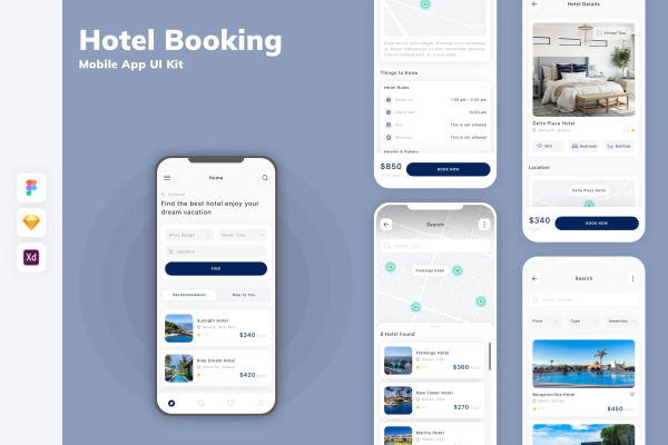 Hotel Booking Mobile App UI Kit