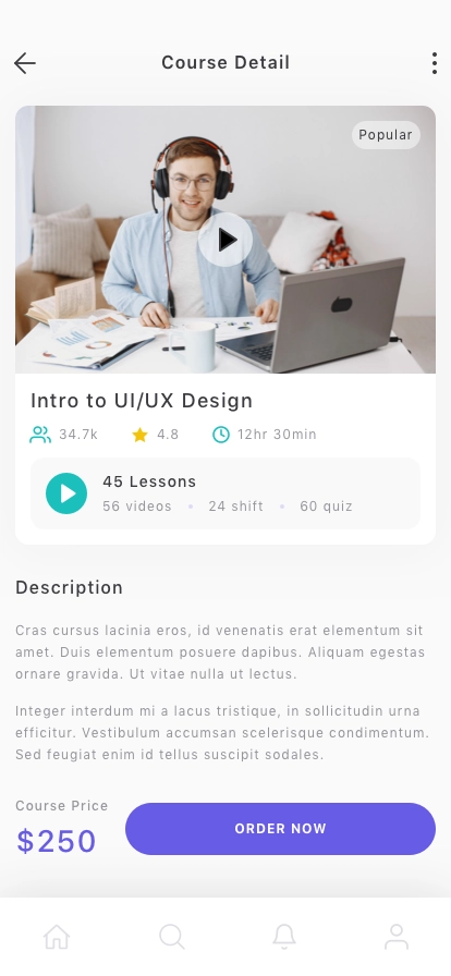 Online Learning Mobile App UI Kit - Screenshot 3