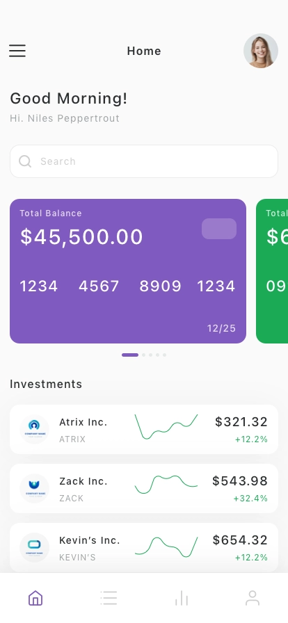 Investment Mobile App UI Kit - Screenshot 1