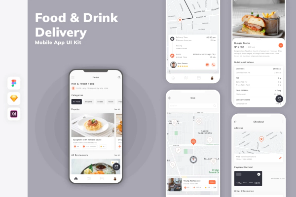 Food & Drink Delivery Mobile App UI Kit