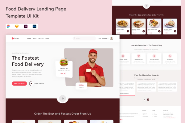 Food Delivery Landing Page Template UI Kit