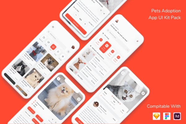 Pets Adoption App UI Kit Pack