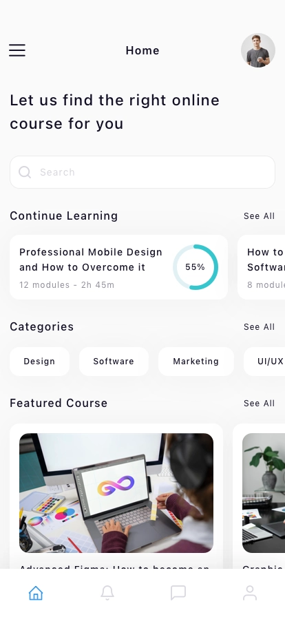 Online Course Mobile App UI Kit - Screenshot 1