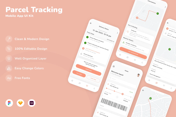 Parcel Tracking Mobile App UI Kit