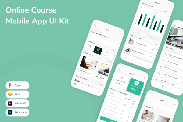 Online Course Mobile App UI Kit