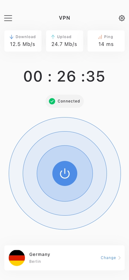 VPN & Speed Analyzer Mobile App UI Kit - Screenshot 3