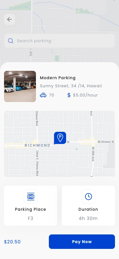 Parking Space Finder Mobile App UI Kit - Screenshot 5