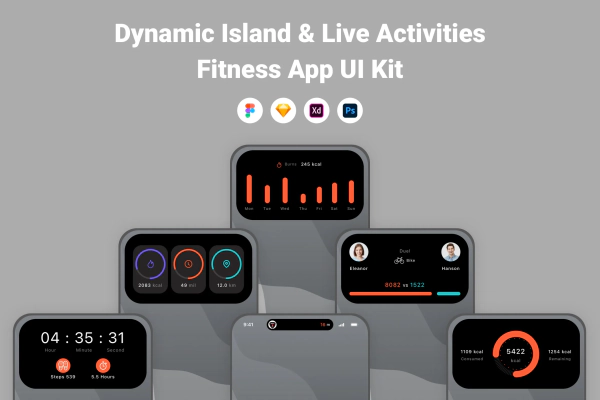 Dynamic Island & Live Activities Fitness App UI Kit