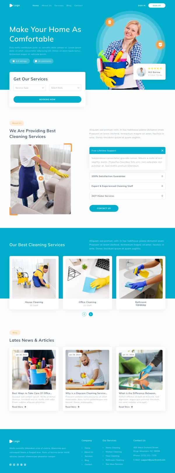 Home Cleaning Service Landing Page Template UI Kit - Screenshot 1
