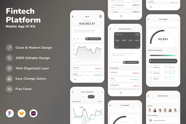 Fintech Platform Mobile App UI Kit
