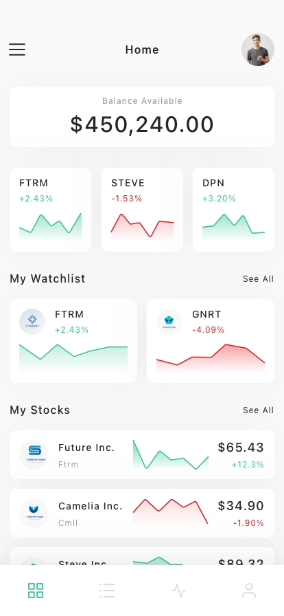 Stock Market Mobile App UI Kit - Screenshot 1