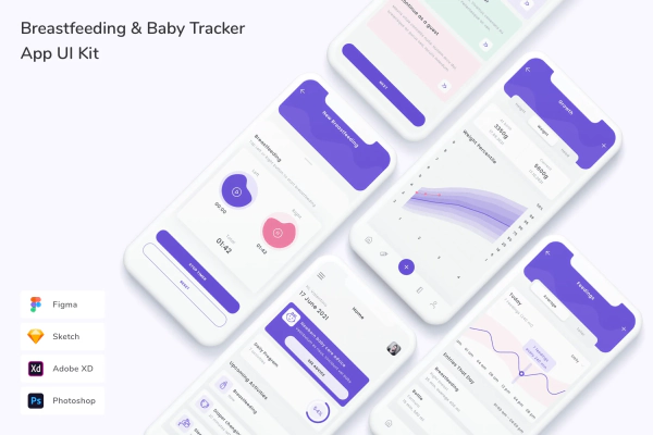 Breastfeeding & Baby Tracker App UI Kit