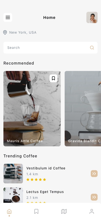 Barista & Coffee Shop Finder Mobile App UI Kit - Screenshot 1