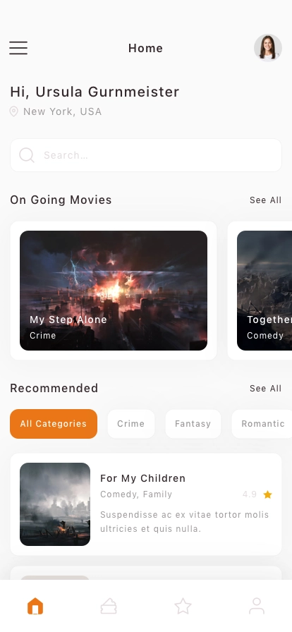 Movie Ticket Mobile App UI Kit - Screenshot 1