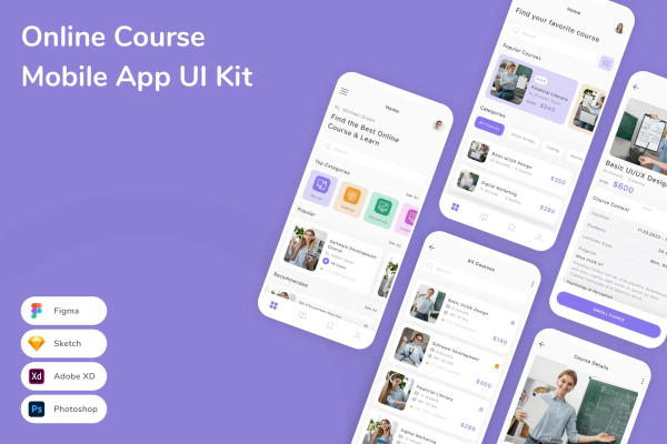 Online Course Mobile App UI Kit