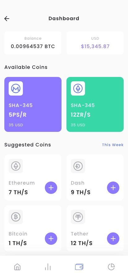 Crypto Mining & Pool Mobile App UI Kit - Screenshot 2