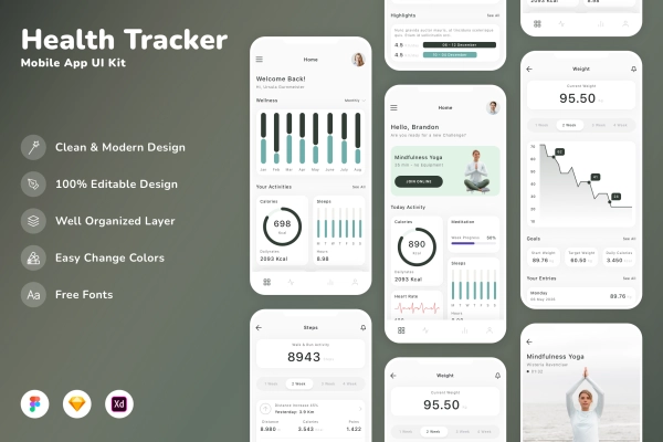 Health Tracker Mobile App UI Kit