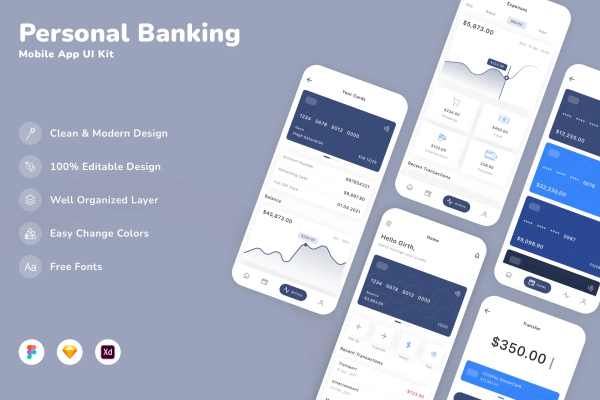 Personal Banking Mobile App UI Kit