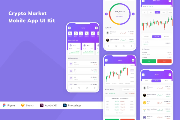 Crypto Market Mobile App UI Kit